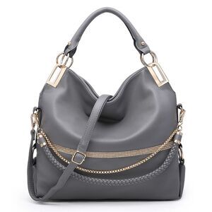 Dasein Gray Tone Quilted Trendy Hobo Bag with Multi Shoulder Straps